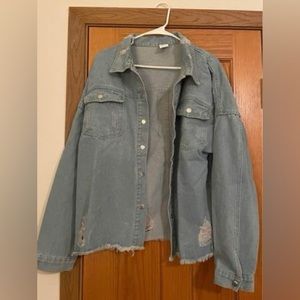 Brand new large distressed denim jacket